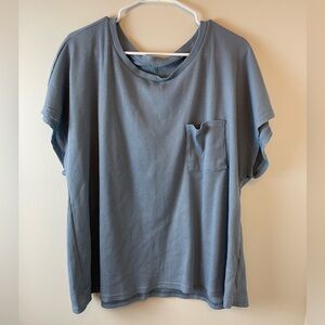 SHEIN LUNE Plus Solid Pocket Patched Waffle Knit Tee, Blue, 2X